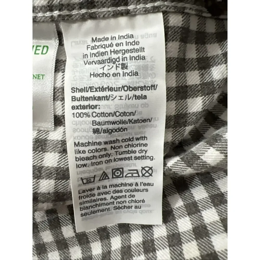 J Crew Mens XXLT Classic Brushed Twill Flannel Button Down Gray Check Shirt